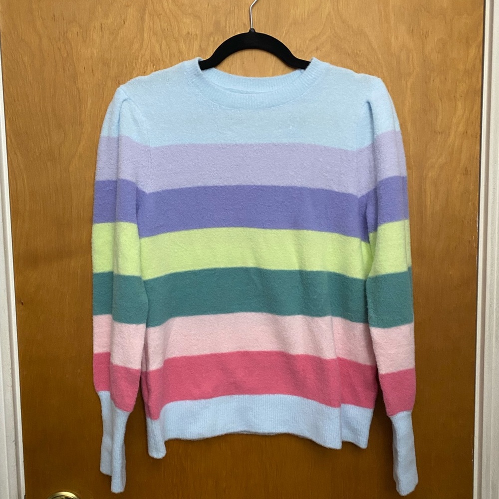 LOFT Stripe Draped Sleeve Sweater